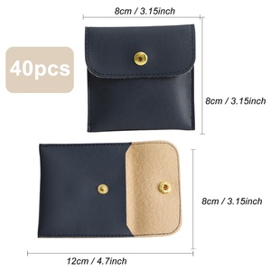 PUPPYSEW Vente en gros de mini-sacs à bijoux 8x8cm, sacs à boutons sans logo, en similicuir PU, pour bracelets, boucles d'oreilles, bagues, emballage sans logo - Product Image 2