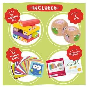 Gioco da tavolo per famiglie 4-in-1 classico gioco di Tower in legno blocca il gioco educativo per bambini <span class=keywords><strong>con</strong></span> animali e colori - Product Image 4