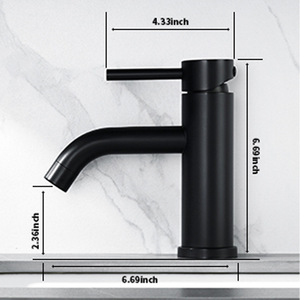 Robinet de lavabo à bec courbé noir en acier inoxydable 304, monotrou, eau chaude et froide, pour lavabos et salles de bain - Product Image 4