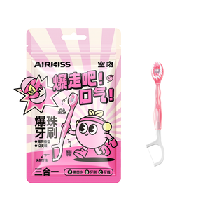 Airkiss Private Label Volwassen Plastic Tandenborstel Nylon Zacht Perzik Smaak Mondwater Floss Picks Tong Schraper Reizen Tandenstokers - Product Image 1