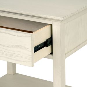 <b>Bedside</b> Table Antique Cream Finish With Drawer And <b>Shelf</b> For Bedroom - Product Image 4