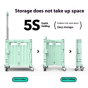 Carrello della Spesa Pieghevole di Alta Qualità 2025 con Coperchio, Trolley a Quattro Ruote OEM in Plastica Resistente - Product Image 5