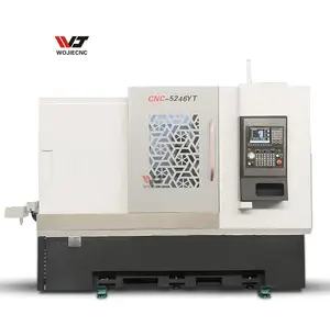 Ferramenta de torneamento e fresagem de dois eixos, composto de torno WJ5246YT-550, cabeça dupla, torno cnc