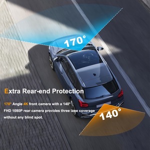 Registratore di Guida per Auto a <span class=keywords><strong>2</strong></span> Canali con Doppia Lente HD, Dash Cam 4K, WiFi e GPS Opzionale, Telecamera per Cruscotto - Product Image 3