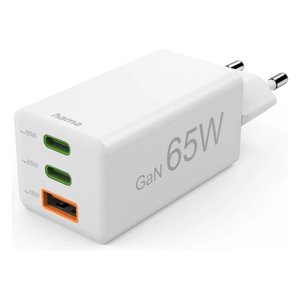 Hama 65W GaN <b>Charger</b> USB <b>Type</b> <b>C</b> USB <b>Type</b> A White Multifunction - Product Image 1