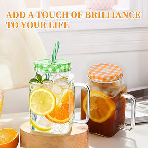 Bicchieri in Vetro di Alta Qualità con Cannuccia, Tazze per <span class=keywords><strong>Acqua</strong></span> e Succo, Barattoli in Vetro con Manico per Bevande - Product Image 3