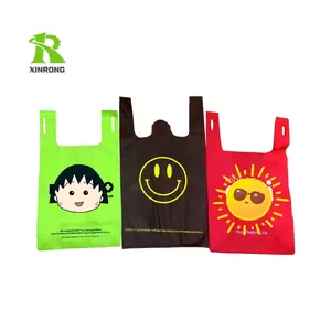 T-shirt Vest Rpet Non Woven Printed Tote Supermarket Shopping Cloth Bag With Logo