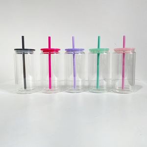 15Oz Leak Proof Plastic <b>Straw</b> <b>Lid</b> Double Wall Mug High Borosilicate Snow Globe Tumbler Sublimation Beer Glass <b>Cup</b> - Product Image 2