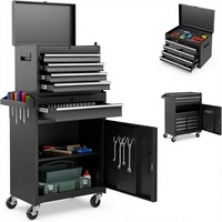 Coffre à outils métallique à 5 tiroirs, armoire roulante avec dessus amovible, roues verrouillables (avec clé), résistant aux bosses, doublure protectrice, pour garage et atelier