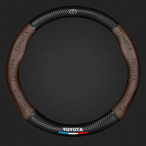 Fundas para <span class=keywords><strong>Volante</strong></span> de Alcántara, Funda para <span class=keywords><strong>Volante</strong></span> de Coche de Fibra de Carbono con Logotipo para <span class=keywords><strong>Toyota</strong></span> Avalon <span class=keywords><strong>Corolla</strong></span> Camry Hilux Highlander - Product Image 4