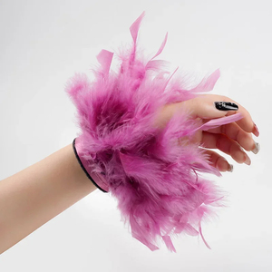New Design Ostrich <strong>Feather</strong> <strong>Cuff</strong> Wrist Sleeve Real <strong>Feather</strong> <strong>Cuffs</strong> <strong>Feather</strong> <strong>Cuff</strong> <strong>Snap</strong> Bracelet Clap on Satin Shirts Elegant - Product Image 2