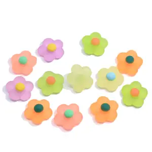 Matte Resin Flower Flatback Cabochon 16mm Jewelry Accessory 100pcs for Girls Hair Pin and Home Handmade Craft Decoration