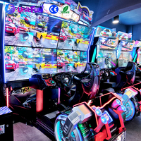 Simulateur de course à monnayeur à mouvement dynamique 4 écrans, machine de conduite automobile pour zone de jeux d'arcade intérieure, direct usine