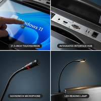 Pupitre numérique intelligent en métal avec écran tactile 21,5 pouces, processeur Intel i5 et haut-parleurs 30W pour les présentations en église et par les enseignants