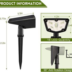 Projecteur LED solaire d'extérieur IP67 étanche 2-en-1 pour jardin, allée, porche, passerelle, patio - Product Image 2