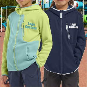 Hot Sale Grid Style Moisture Wicking Quick Dry Children's Hooded Warm Windproof Functional Sportswear <b>Jacket</b> with Zipper Closure - Product Image 2