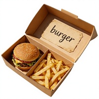 Boîte à emporter écologique personnalisée avec logo imprimé, en carton ondulé biodégradable, avec poignée auto-élevante pour burgers, frites et ailes de poulet