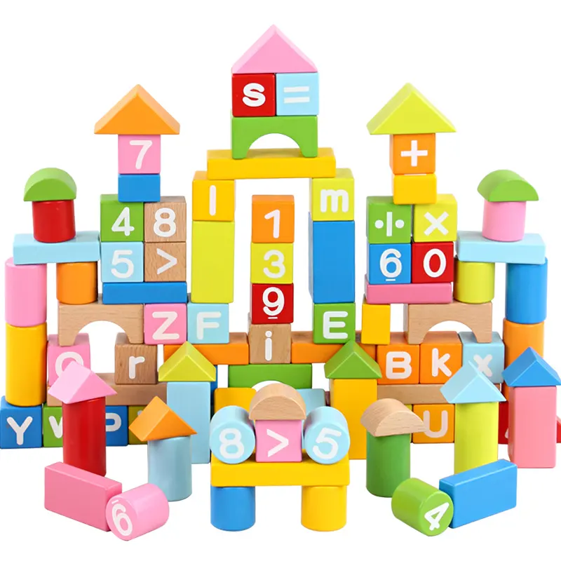 Yeni ahşap yapı taşları renkli numarası ve harfler yapı bloğu DIY oyuncaklar için çocuk bebek oyuncakları eğitici