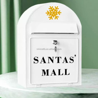 Boîte aux lettres murale vintage NINI en fer, décorative de Noël, boîte postale en métal avec affichage latéral pour jardin extérieur