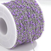 Chaîne de perles de goutte en émail croix plate en acier inoxydable faite à la main chaîne sans fondu pour la fabrication d'accessoires de bijoux