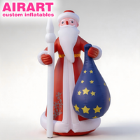 Père Noël Gonflable avec Sceptre et Sac Cadeau Étoile – Décoration de Noël Personnalisée Gonflable pour Centre Commercial et Centre de Présentation
