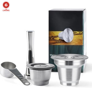 Capsules de café réutilisables en acier inoxydable, dosettes d'<span class=keywords><strong>espresso</strong></span> pour dosettes métalliques rechargeables, <span class=keywords><strong>dosette</strong></span> réutilisable en acier inoxydable avec joint d'étanchéité - Product Image 1