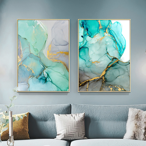 Decoración del Hogar, Impresión Artística Moderna <span class=keywords><strong>de</strong></span> Mármol con Vetas Azules y Doradas, Póster, Cuadro en Lienzo, Pintura Abstracta para Decoración <span class=keywords><strong>de</strong></span> Paredes - Product Image 3