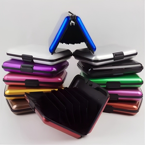 <span class=keywords><strong>Porte</strong></span>-cartes de crédit et boîte à cartes de visite en alliage d'aluminium, boîte à cartes bancaires antimagnétique, <span class=keywords><strong>porte</strong></span>-<span class=keywords><strong>monnaie</strong></span> de couleur unie - Product Image 1