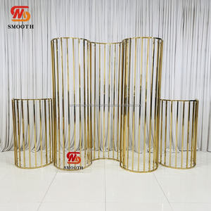 SMOOTH Shiny <b>Gold</b> Stainless Steel Wedding Stage Backdrop Stand Wavy Frames Metal Background Arch <b>Decoration</b> - Product Image 5