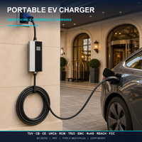 Nouveau chargeur EV portable Type 2 7kW avec minuterie de 8h, écran LCD, IP67, courant réglable, pour voyage et domicile, compatible prises UK, Schuko, AU et CEE