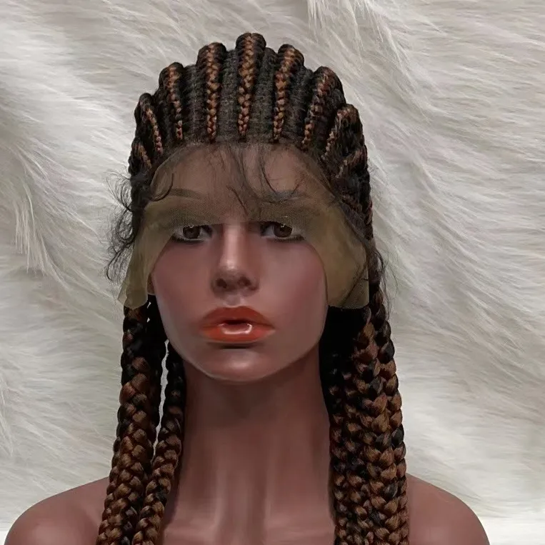 Factory Supplying Nigeria Wigs Fir Xl Knotless Micro Braids braid wig with bangs