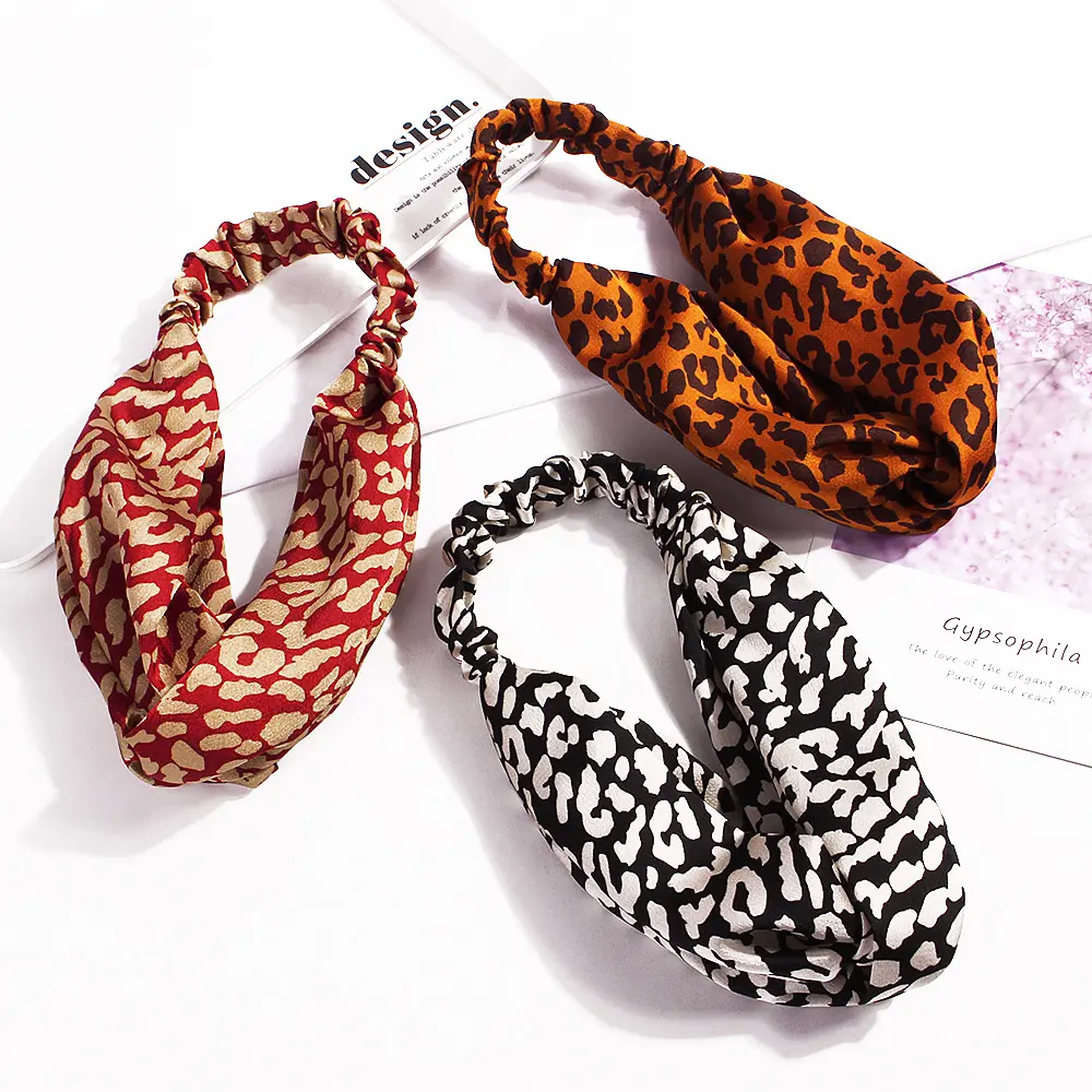 QIYUE Leopard Vintage Kopf bedeckung im europäischen und amerikanischen Stil Leopard Stirnband