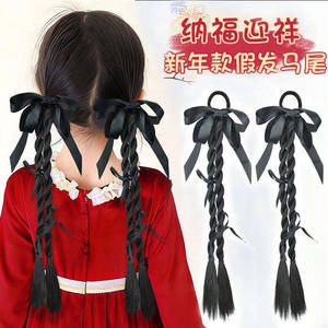 วิกผมถักเปียสำหรับเด็ก ทรงหางม้าคู่ เส้นใยคาเนคาลอน ต่อผมแบบไม่ต้องใช้กาว สำหรับเด็กผู้หญิง สไตล์เต้นรำ - Product Image 2