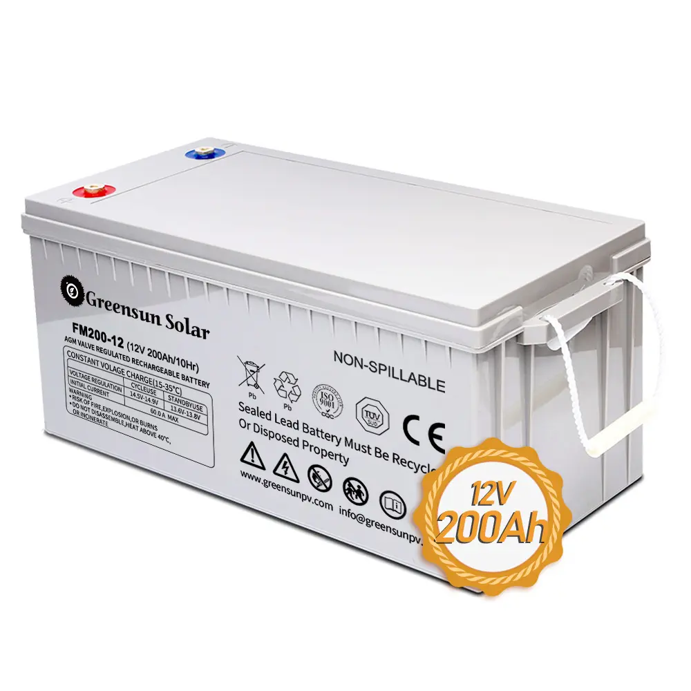 Ricaricabile 2v 6v 12v 100AH AGM batteria solare sigillata GEL al piombo ciclo profondo 12V 100AH 200AH 250AH per la casa sistema solare