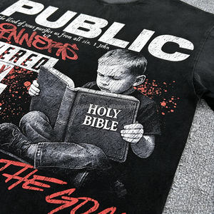 T-shirts personnalisés pour hommes, coupe ample, effet délavé, impression DTG, 100% coton, poids lourd, col rond, manches courtes - Product Image 3