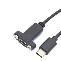 Kabel Ekstensi USB-C 0.3m Male to Female Tipe-C 3A Pengisian Cepat Tembaga Murni Berpelindung dengan Panel Mount