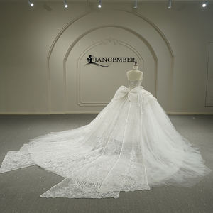 GT26016 Vestido de Novia Moderno y Lujoso, Largo hasta el Suelo, Antiestático, con Bordado de Cuentas, Lentejuelas, Apliques de Cristal y Lazo - Product Image 3