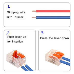 Borniers de connexion rapide 90 pièces, type barrière, connexion par enfouissement, 2 pôles, kit de connecteurs pour fils 11-20 AWG - Product Image 4
