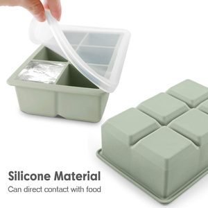 Bacs à glaçons 6 moules flexibles en silicone avec couvercle amovible, réutilisables, empilables pour whisky et aliments pour bébés - Product Image 2