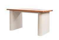 Table à manger Alia WT005 de qualité supérieure, en bois de teck, fabriquée à la main, finition blanchie, style villa Japandi, charme rustique, meubles pour la maison