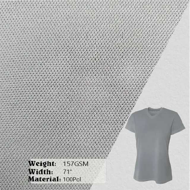 Tissu confortable 100 polyester maille tricotée respirante pour chemise de sport