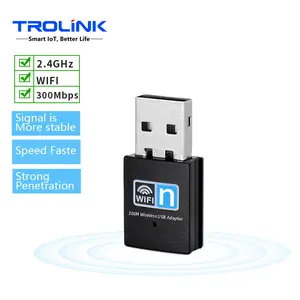 TROLINK Adaptor Nirkabel USB Mini, Adaptor Nirkabel USB Mini 300Mbps untuk Penerima WIFI Nirkabel 802.IIN USB 2.0, Penerima Kartu Jaringan WiFi