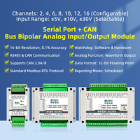 Module analogique double polarité avec CAN/RS-485, prend en charge les plages 5V/10V/30V, montage sur rail DIN, ADC/DAC 16 bits, usage industriel