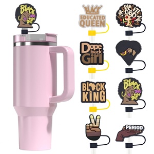 Oferta Especial: Tapones de Silicona Reutilizables de 10mm para Pajitas, Serie Chica Negra, con Cubierta Antipolvo, Accesorios para Bar - Product Image 1