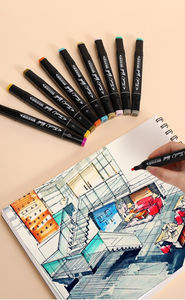 Set di pennarelli a doppia punta, a base di alcol e olio, per <span class=keywords><strong>disegno</strong></span>, disponibile in 24/36/48/60/80/100/168 colori - Product Image 4