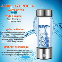 Mesin Ionizer air gema isi ulang portabel 420ml botol air kaca kaya hidrogen Generator botol air hidrogen