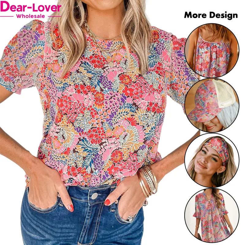 Dear-Lover Wholesale 2023 Summer Trendy Ladies Blusas De Mujer Elegant Fashionable Floral Print Blouse Women