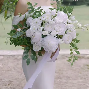 ช่อดอกไม้ผ้าประดิษฐ์คุณภาพโรแมนติกสำหรับงานแต่งงานช่อดอกไม้สำหรับเจ้าสาว - Product Image 2