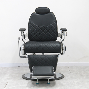 Oil <b>Head</b> Barber Chair Black Silver Check Pattern Specialized for Barber Shops Adjustable for Facial Shaving and Hair <b>Styling</b> - Product Image 1