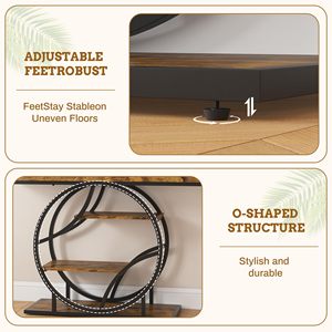 Mesa Consola Rústica de Madera SENYU con Marco Metálico Circular y Estantes de Almacenamiento para Entrada, Muebles para el Hogar - Product Image 6